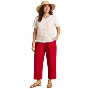 Westbound Woman Red‎ Jacquard Rayon Pull-On Pants 16W Patriotic